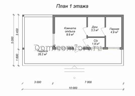 Баня из газобетона 7 на 5 с верандой